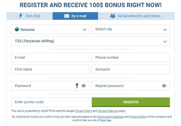 1xBet Registration by Email Address